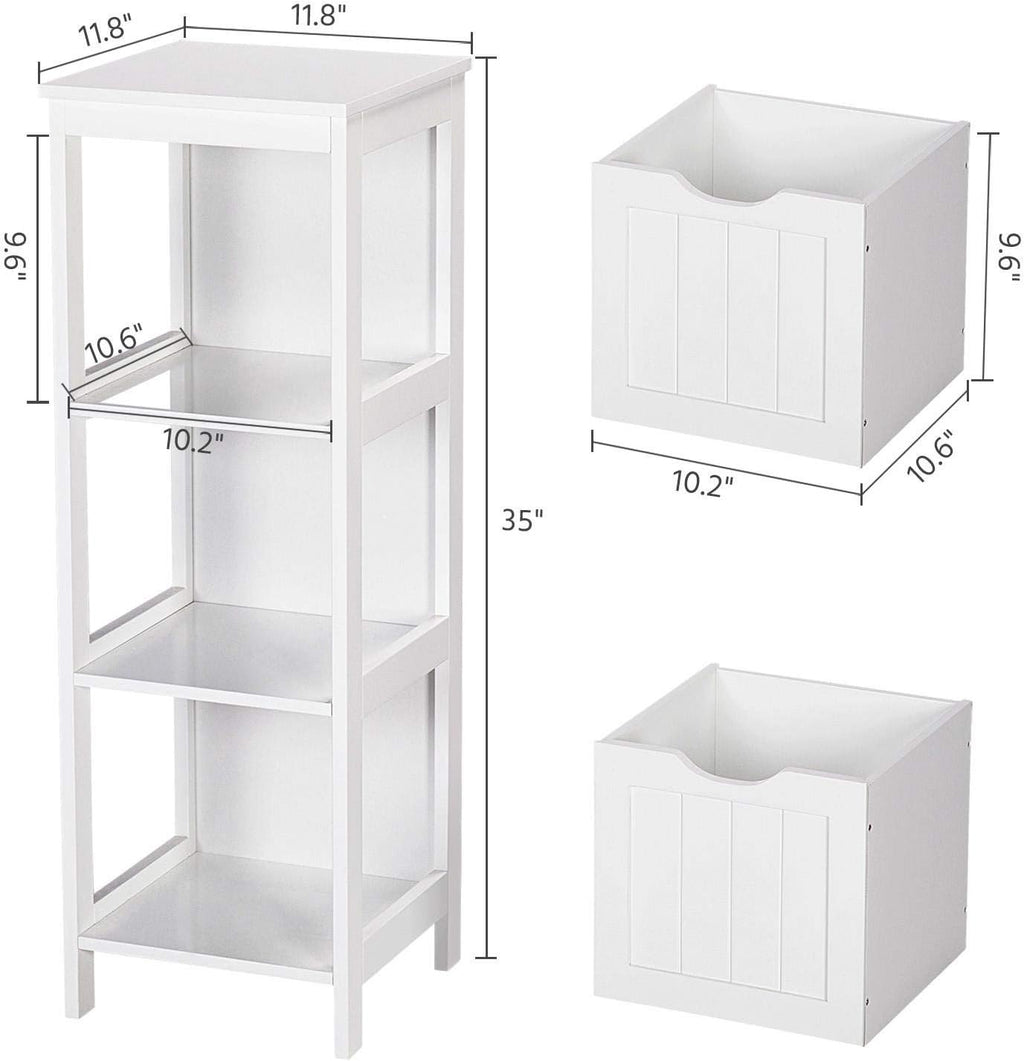 White 2 Drawer Wood Floor Cabinet Q90843