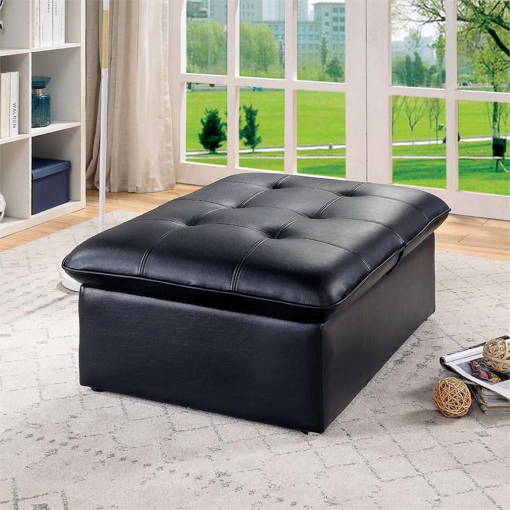 Black Faux Leather Tufted Futon Chair P18460