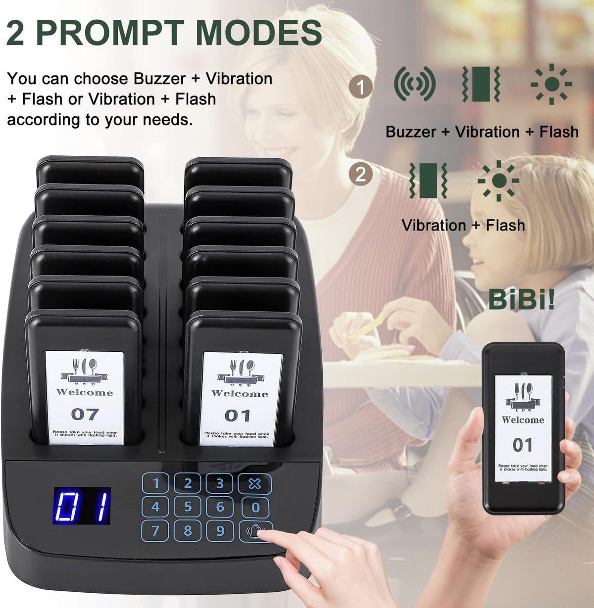 12 PCS Wireless Restaurant Paging System Buzzer with Coaster Pagers A6645