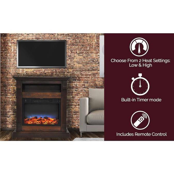Electric Fireplace Heater with White Mantel and Remote Control G175