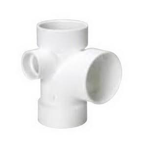 3 in. x 3 in. x 3 in. x 2 in. PVC Sanitary Tee with Left Side Inlet X475