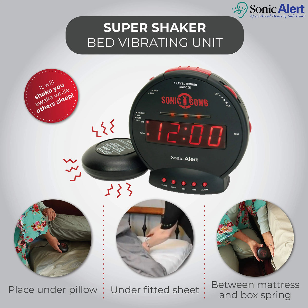 Black Dual Extra Loud Alarm Clock with Bed Shaker Z215372