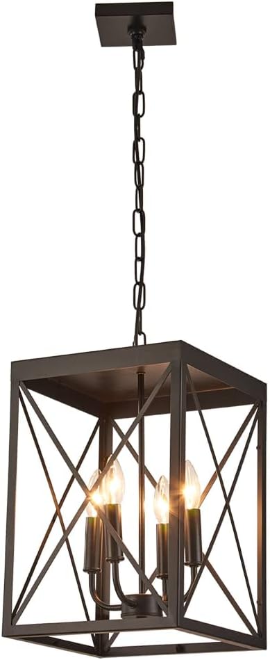Black 4 Lights Cage Chandelier I121834