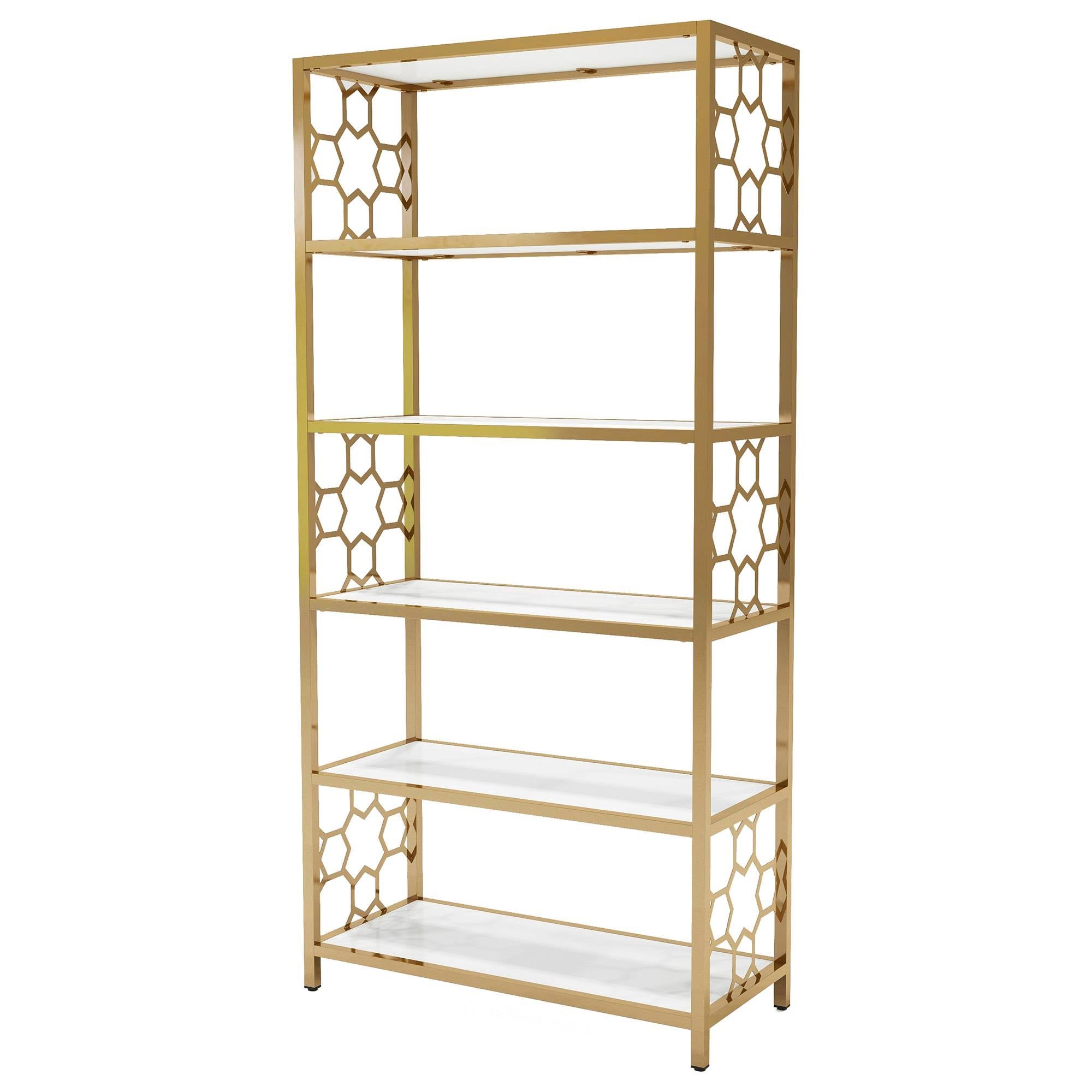White/Gold Bookcase V930286