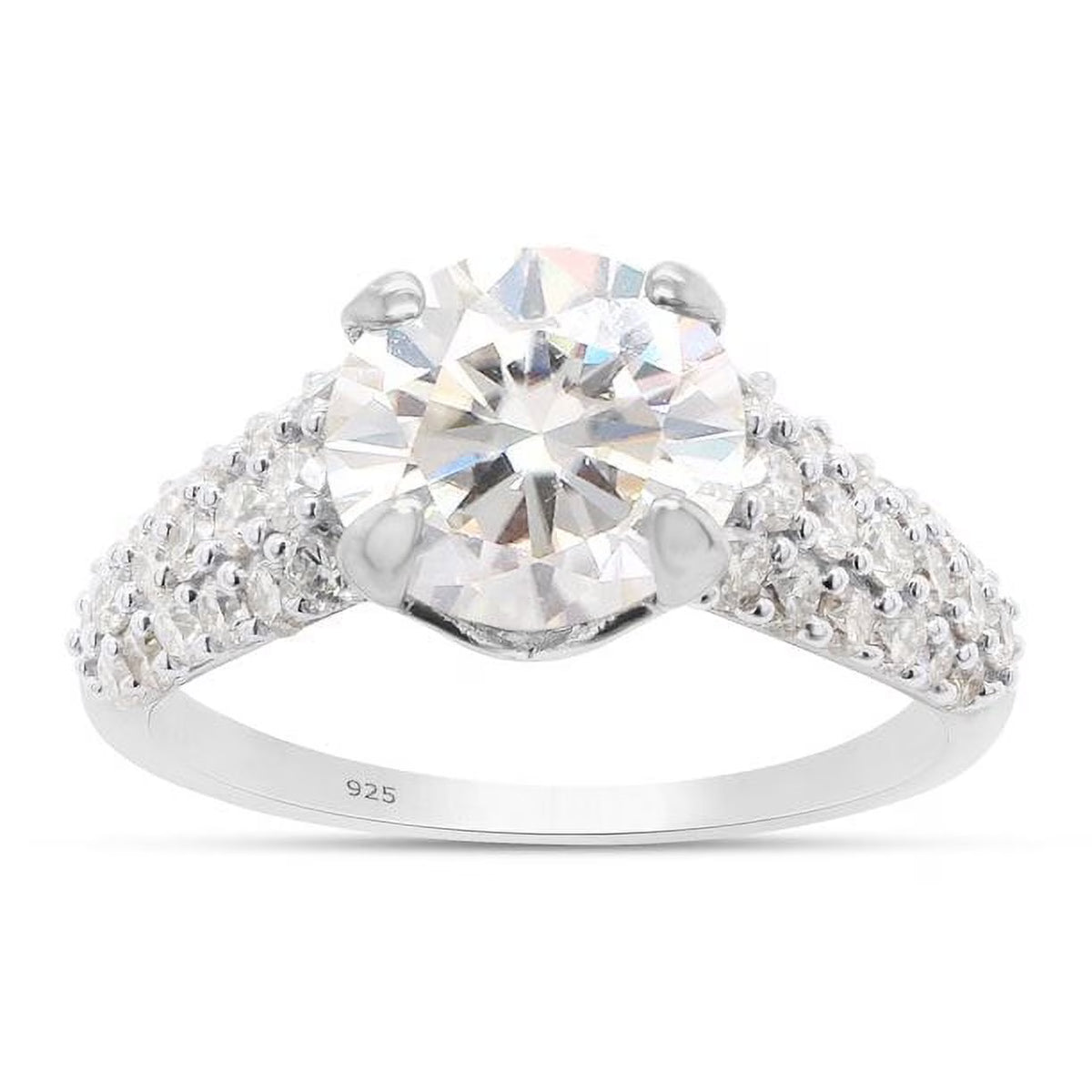14K White Gold Multi Row Solitaire Ring E6462