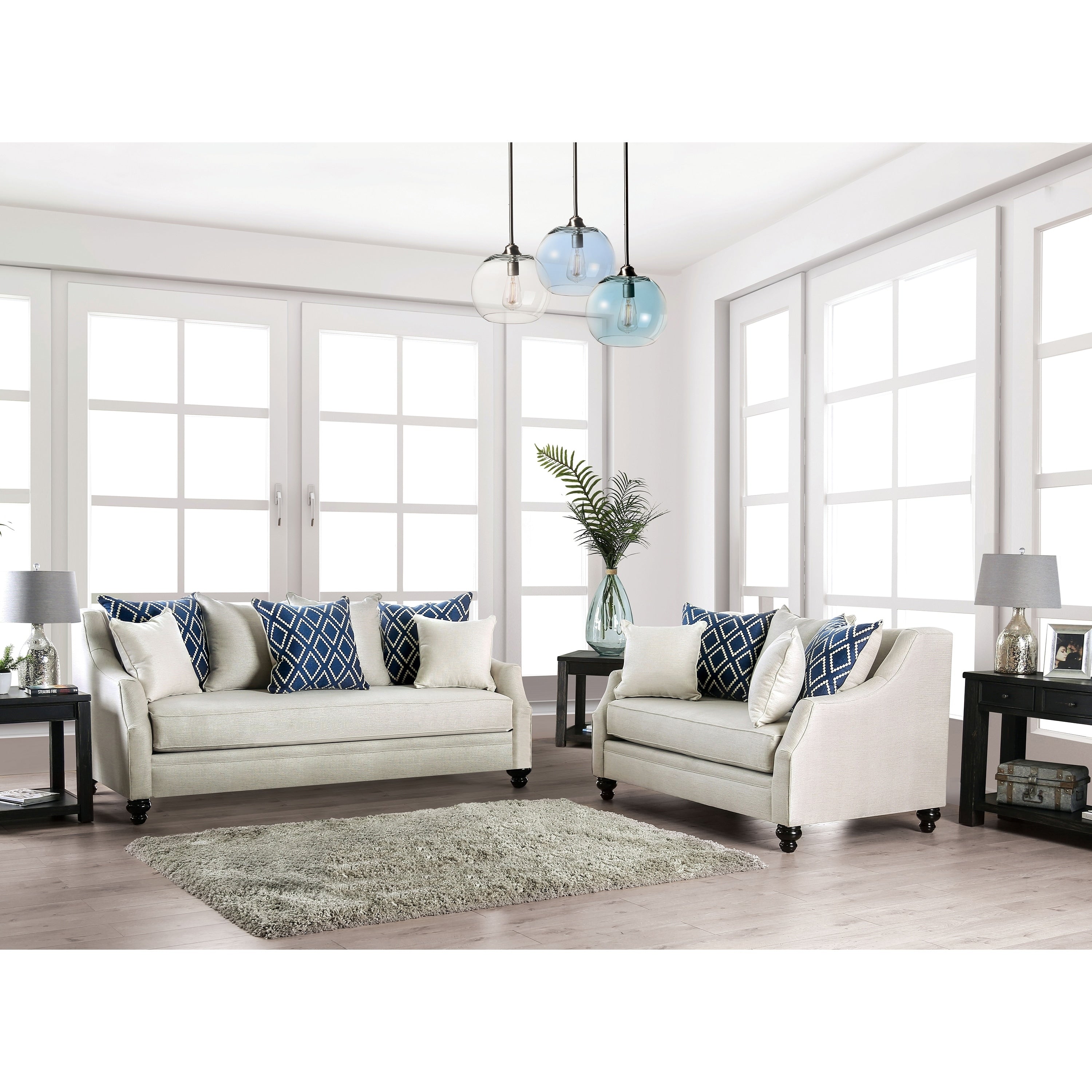Ivory Fabric 2-Piece Living Room Set T742