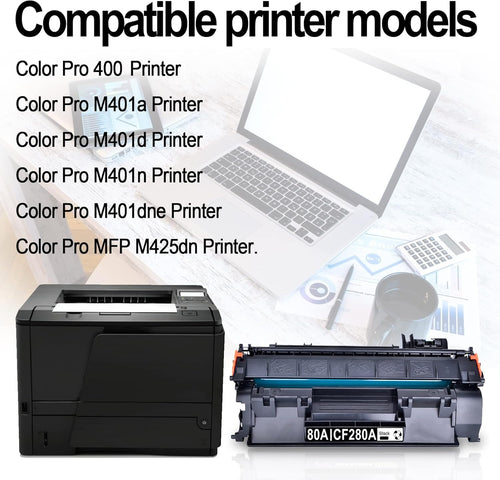 (2 Pack, Black) Compatible Toner Cartridge 80A Replacement for HP Printers E829229