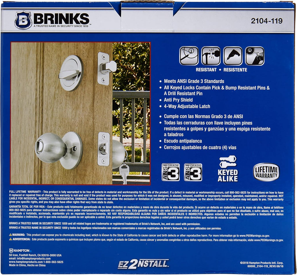 Satin Nickel Keyed Entry Door Knob and Deadbolt Set, Pack of 2 Q957