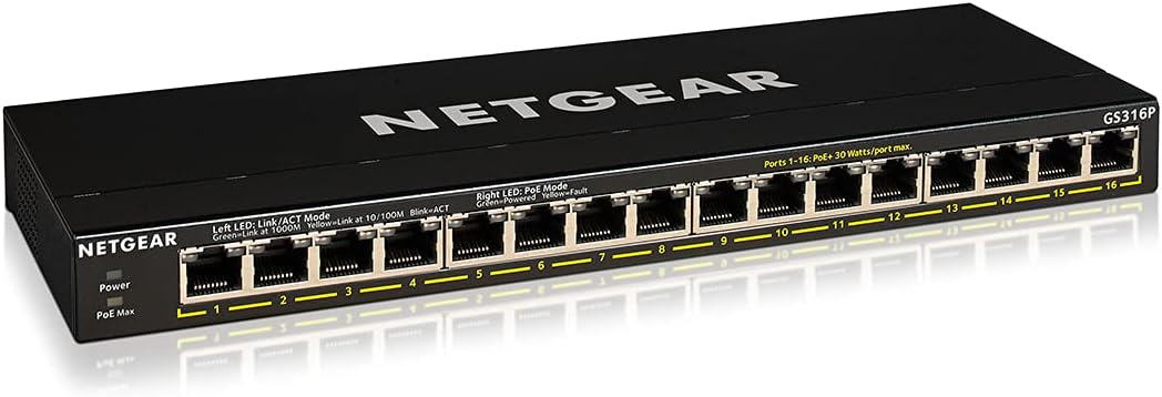 16-Port PoE Gigabit Ethernet Plus Switch with 15 x PoE+ @ 231W, 1 x 1G SFP Port V353