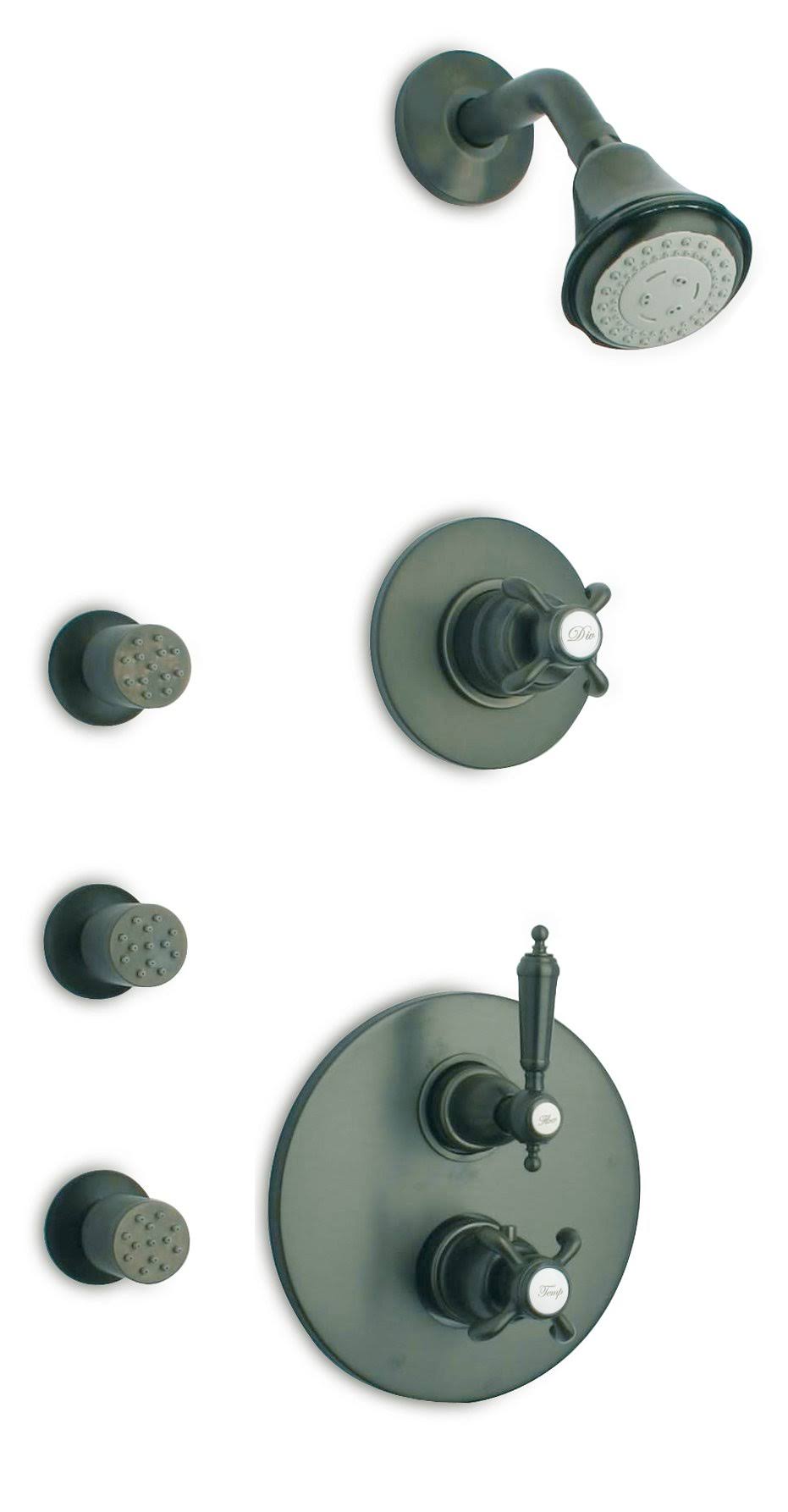 Thermostatic Shower System with Three Way Diverter and Three Body Jets in Chrome F770461
