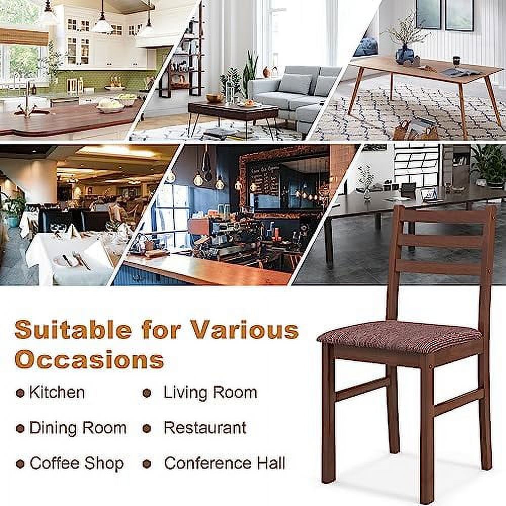 Walnut Wooden Dining Chairs Set of 2 with Padded Seat Q97161