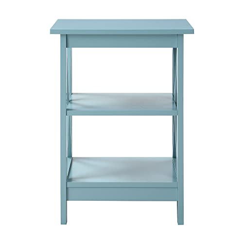 White Faux Marble/Black End Table with Storage Shelves F3007