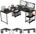 Grey Oak L Shaped Desk with Shelves 95.2 Inch Reversible Corner Computer Desk Z25486