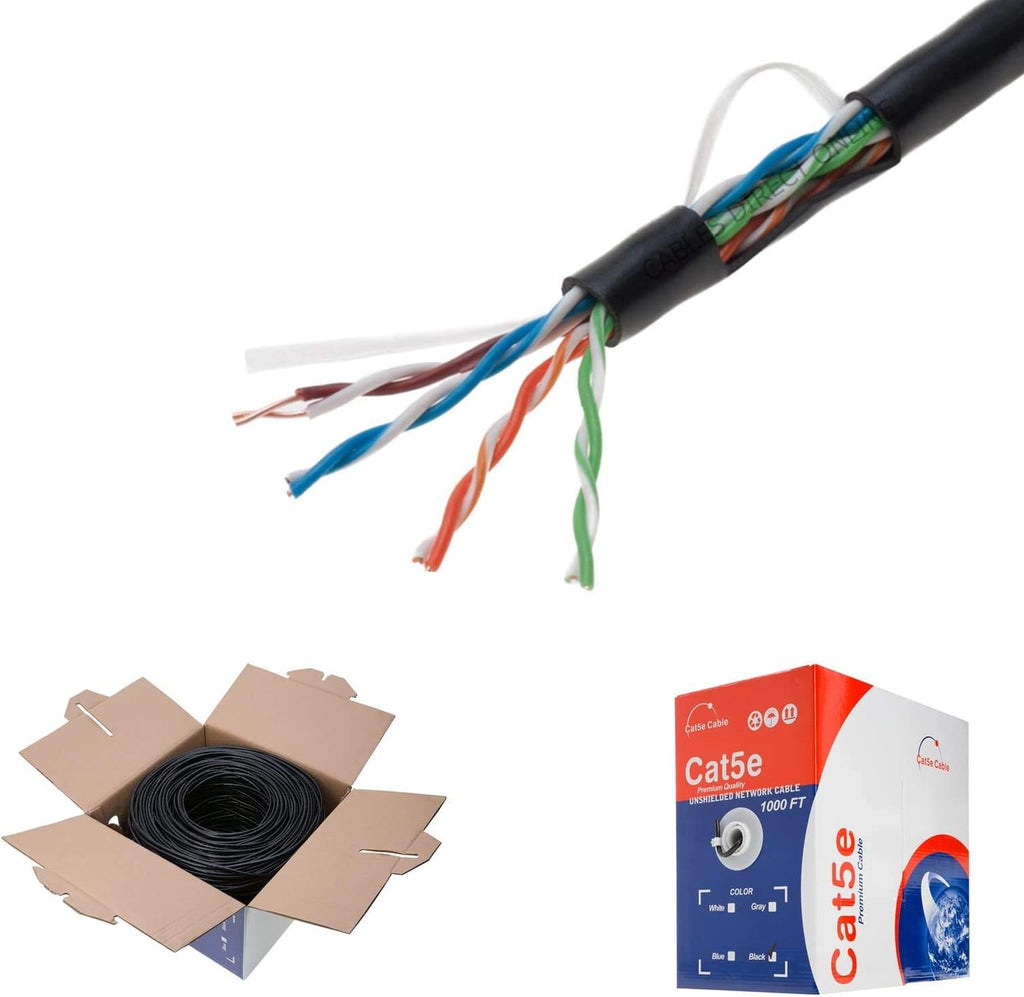 Plenum CAT5e 1000FT CMP Cable White Solid 24 AWG Bulk Box B803099
