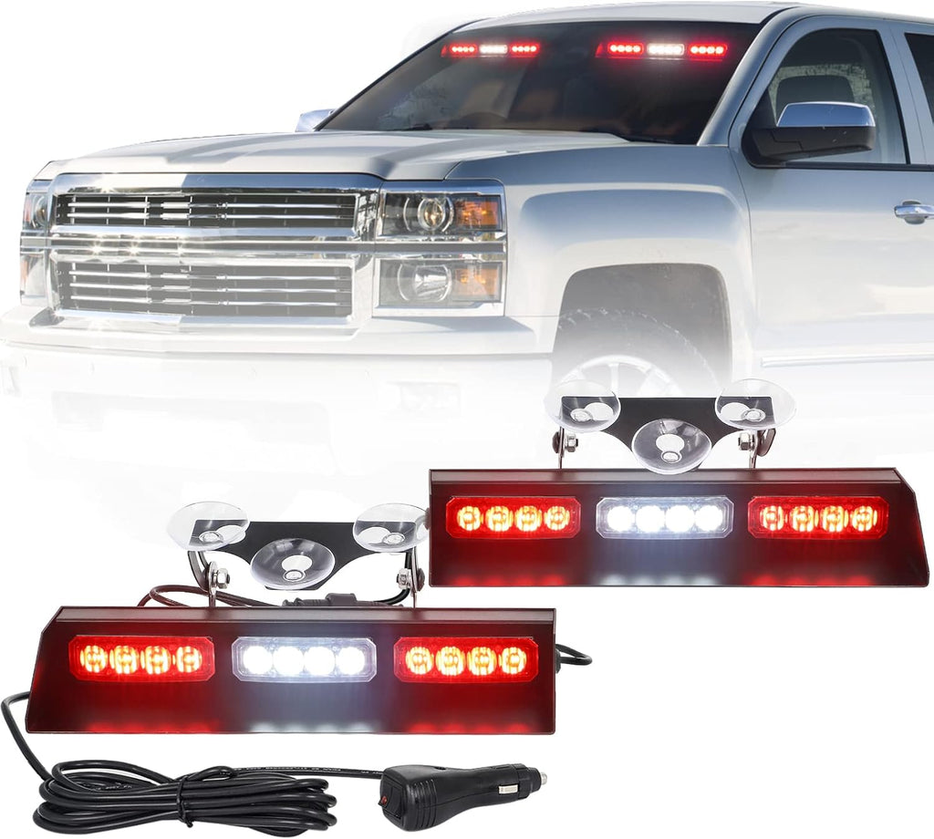 Amber/White 24 LED Strobe Light Bar for Trucks, Pack of 2 G9794