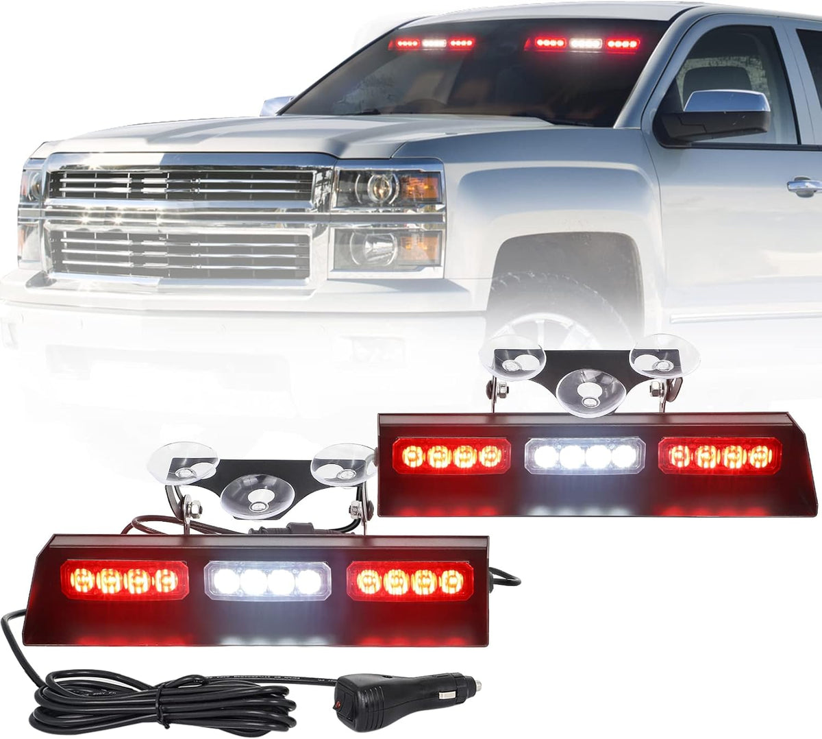 Amber/White 24 LED Strobe Light Bar for Trucks, Pack of 2 G9794