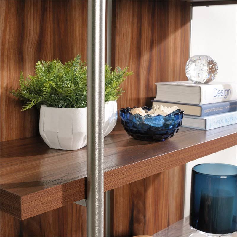 4-Shelf Wood and Metal Bookcase in Pearl Oak W518