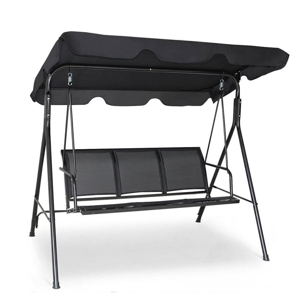 Black/Brown Outdoor Patio Swing Canopy Bench Chair Q531