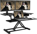 Motorized Standing Desk Converter 36" Wide Electric Stand up Desk Riser Black Height Adjustable Desk A140