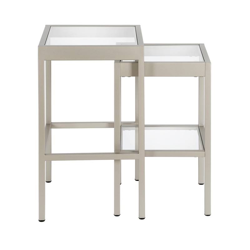Modern Satin Nickel and Gray Nested Side Tables G255