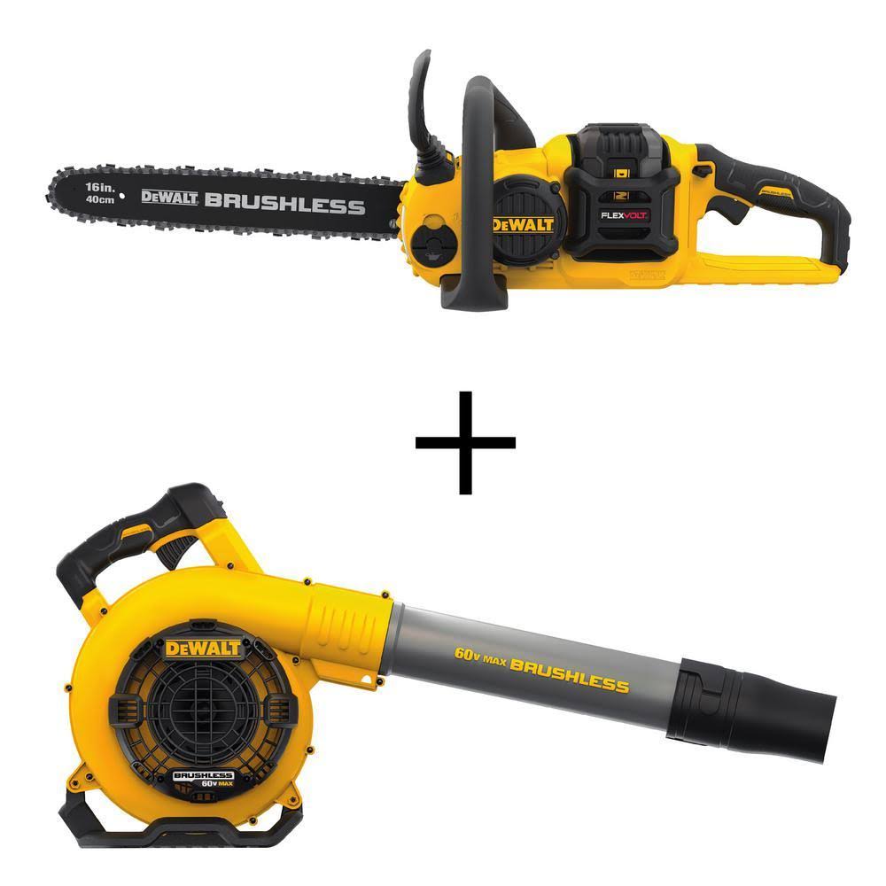 16 in. 60V Max Cordless Brushless Chainsaw with 3.0Ah Battery & Charger with Handheld Blower A31064