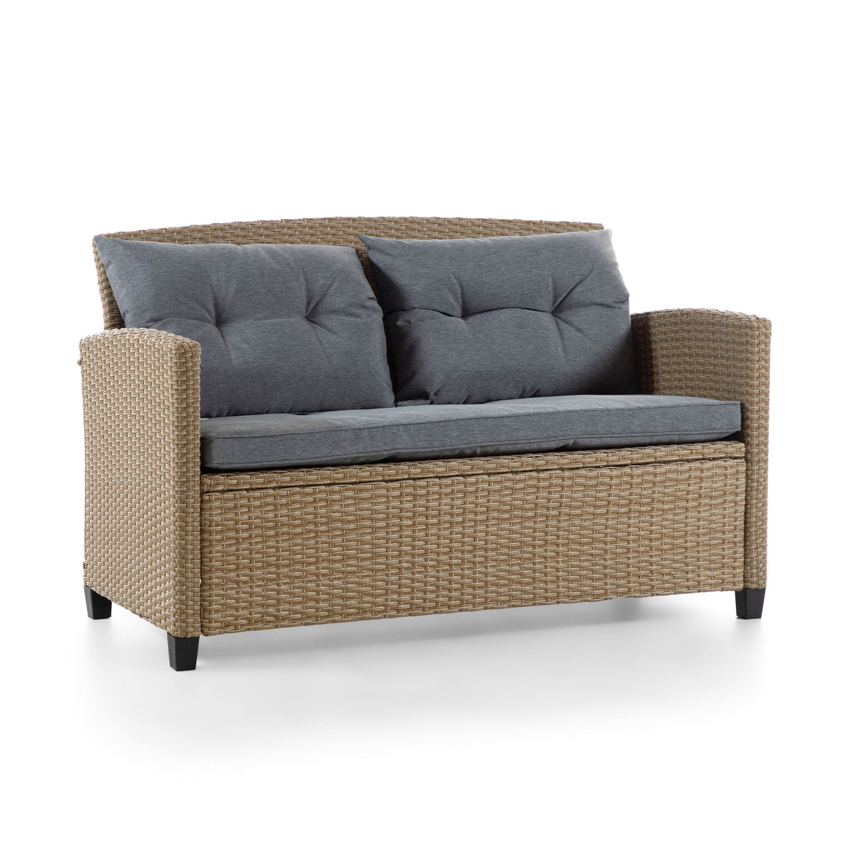 Compact Wicker Pillow Back Outdoor Loveseat J2310