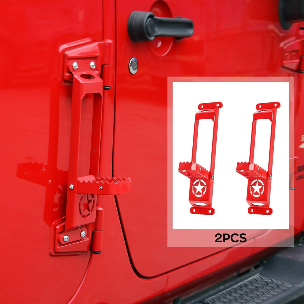 Red Pack of 2 Metal Folding Door Hinge Step Foot Peg U30066