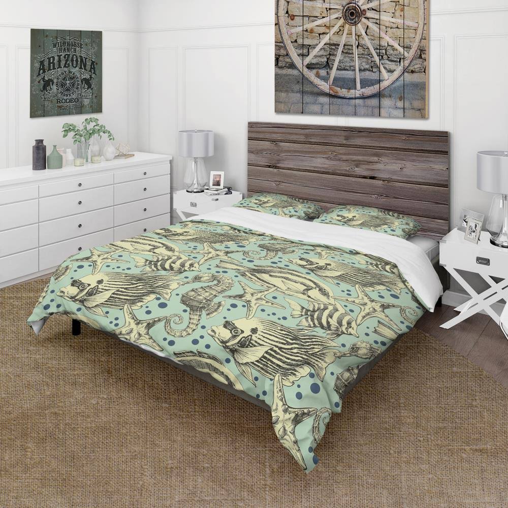 Twin Coastal Bedding Set with Duvet Cover and Sham S9485