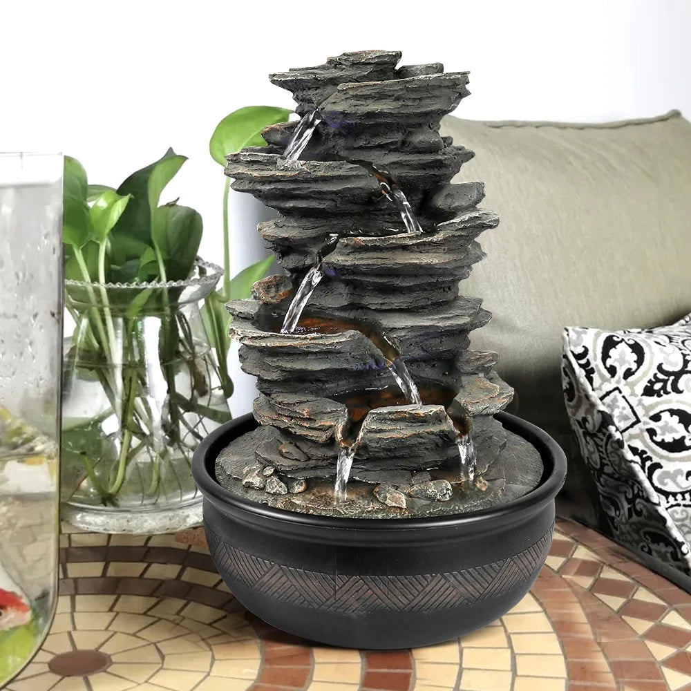 Tabletop Water Fountain with LED Lights C1728