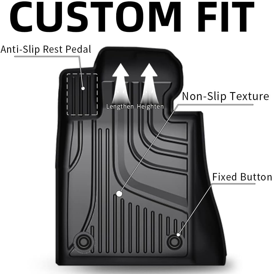 Black Heavy Duty TPE All Weather Car Floor Mats T574
