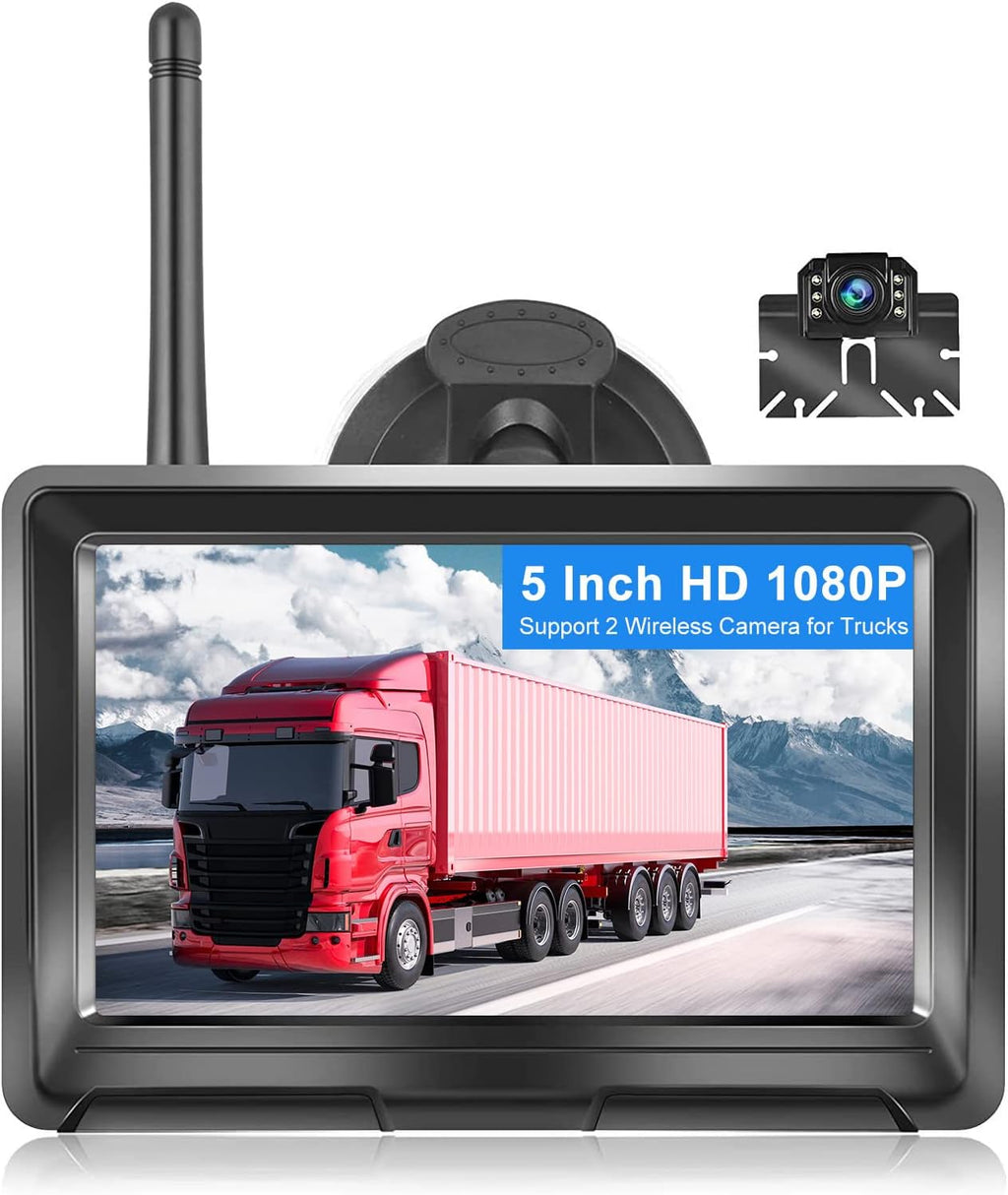 Wireless Backup Camera with 5 Inch HD 1080P Split Screen System, 2.4G Digital Signals, Pack of 2 Z258