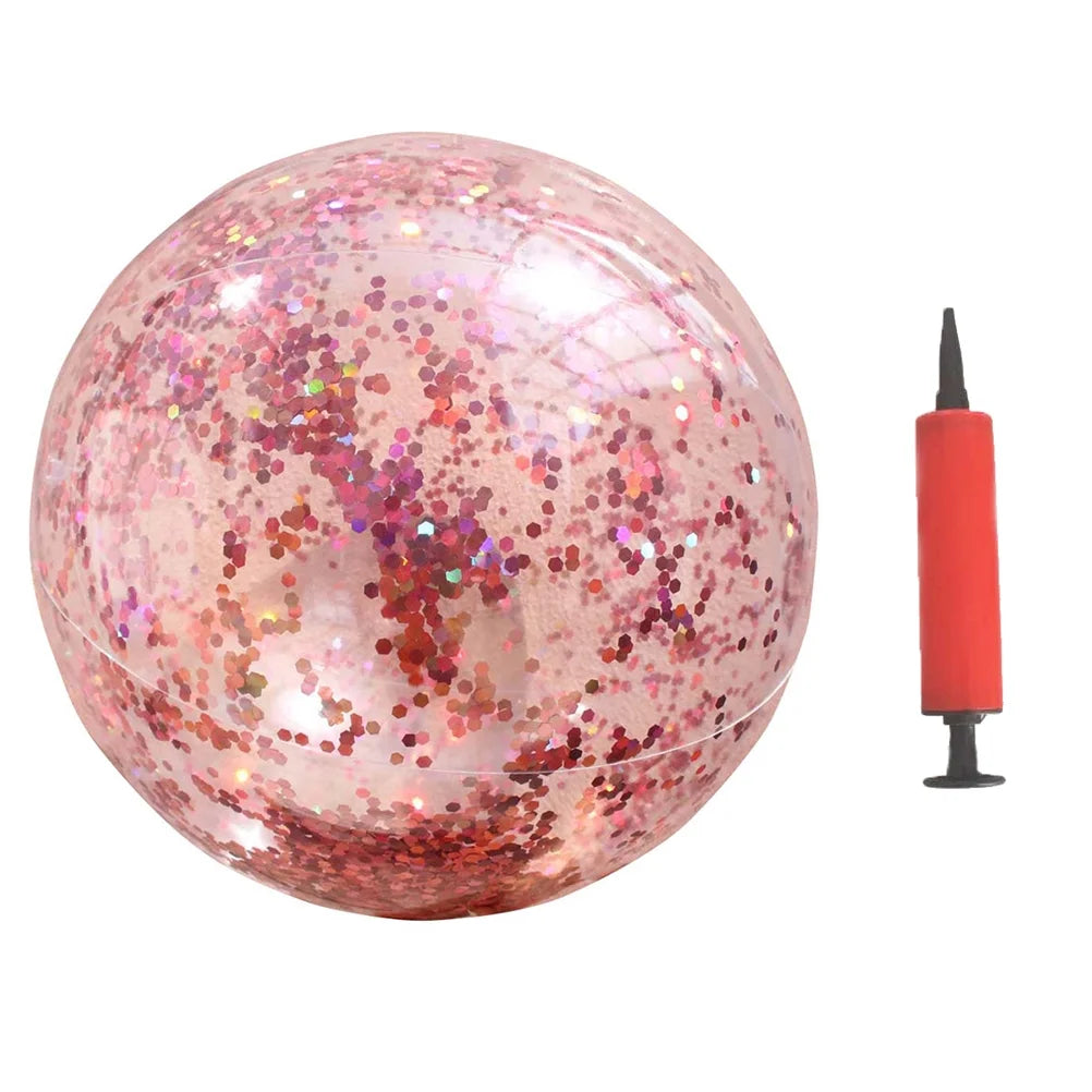 2pcs Glitter Sequin Beach Balls Inflatable Ball Toys with Pumps R947