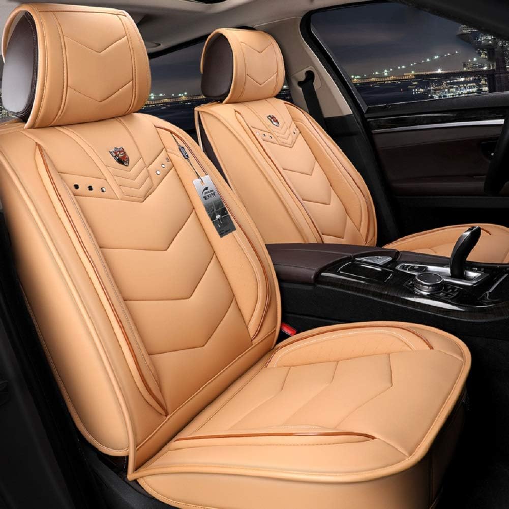 Beige Leather Car Seat Covers Full Set G92419