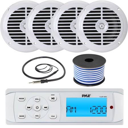 Weatherproof Marine Bluetooth AM/FM Radio Stereo Receiver with 2 Pairs of 6.5" 120W Speakers Z244