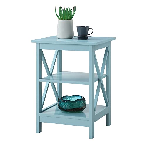 White Faux Marble/Black End Table with Storage Shelves F3007