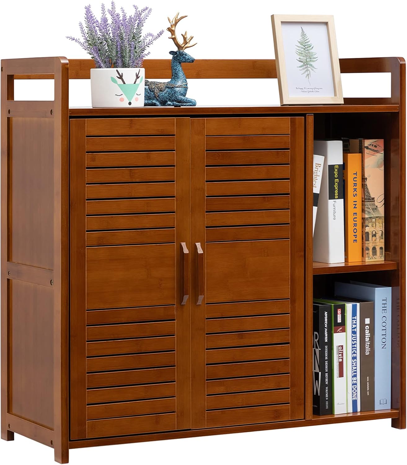 Bamboo 2 Door Storage Cabinet, Antique Brown V518705