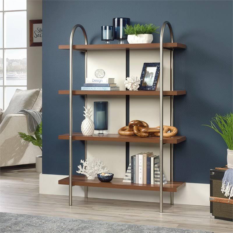 4-Shelf Wood and Metal Bookcase in Pearl Oak W518