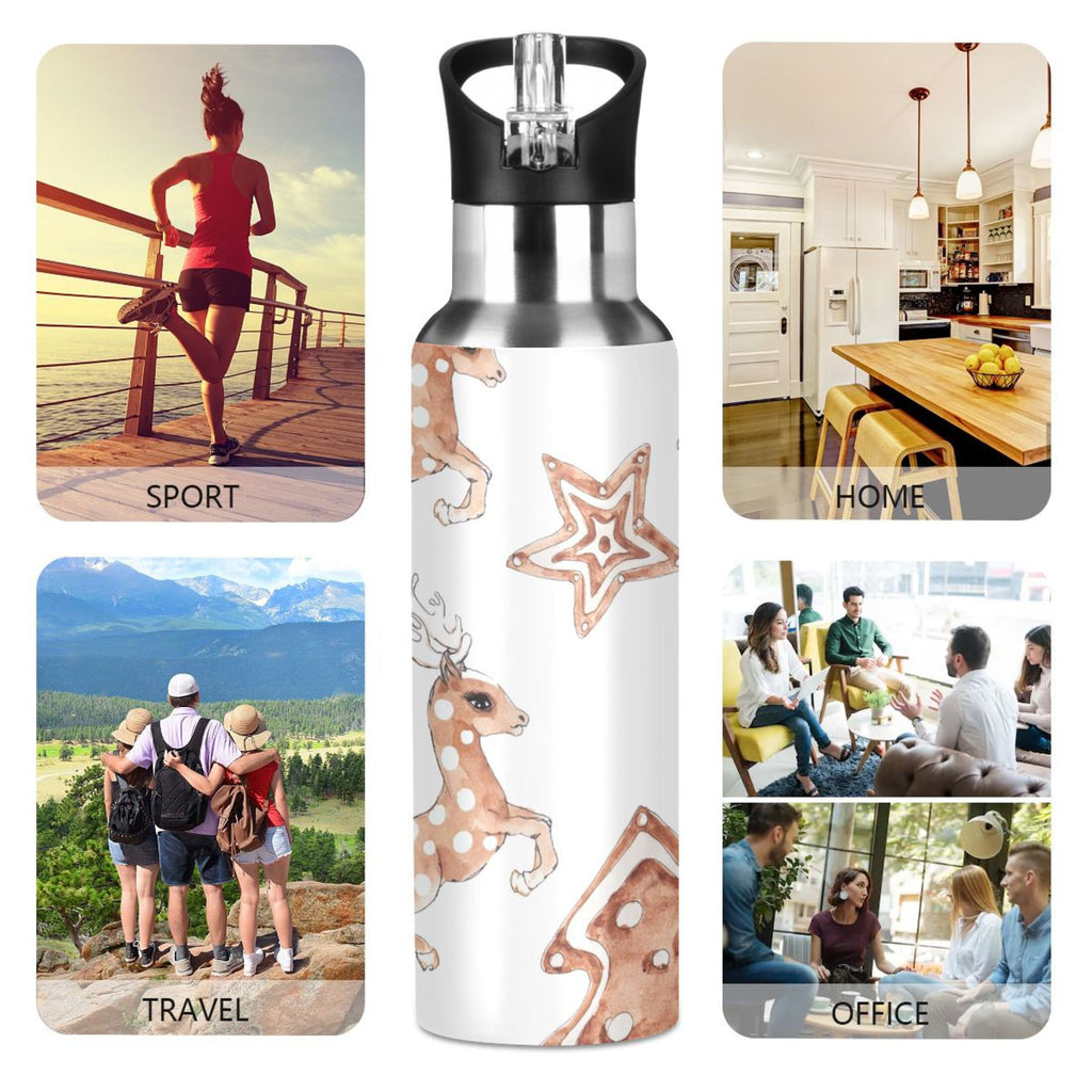 Stainless Steel Insulated Thermos Flask with Straw Lid Q29644