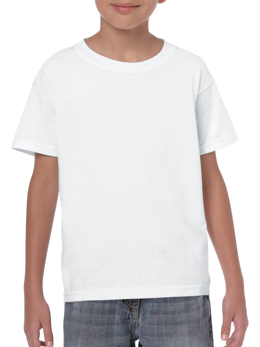 White Kids’ Crewneck Tee with Short Sleeves V3761