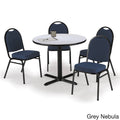 42x22 Round Grey HPL Table with 4 Blue Fabric Stack Chairs X3135