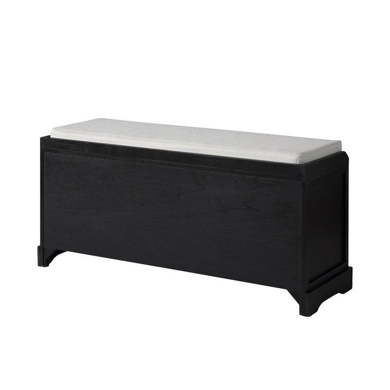 White Wood Storage Bench with 3 Drawers and 3 Baskets T590985