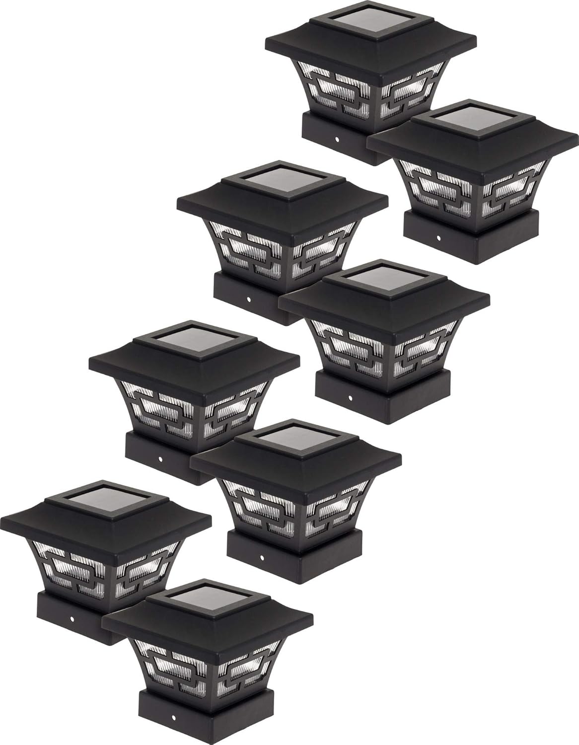 Black 4 Pack Solar Fence Post Cap Lights for 4x4 Wood Posts X634