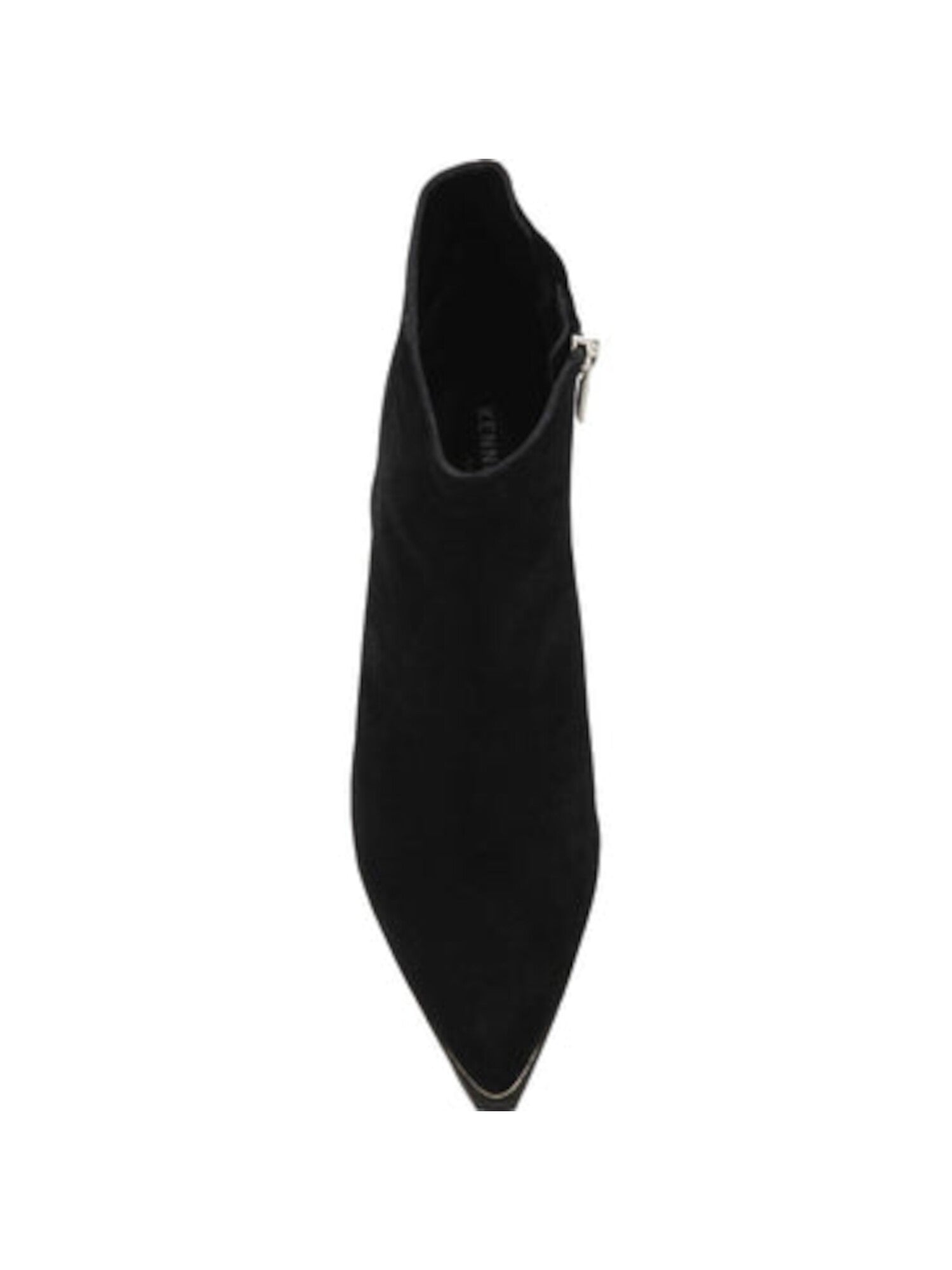 Black Toe Plate Water Repellant Padded Breathable Roanne Pointed Toe Block Heel Zip-Up Leather Booties V6803