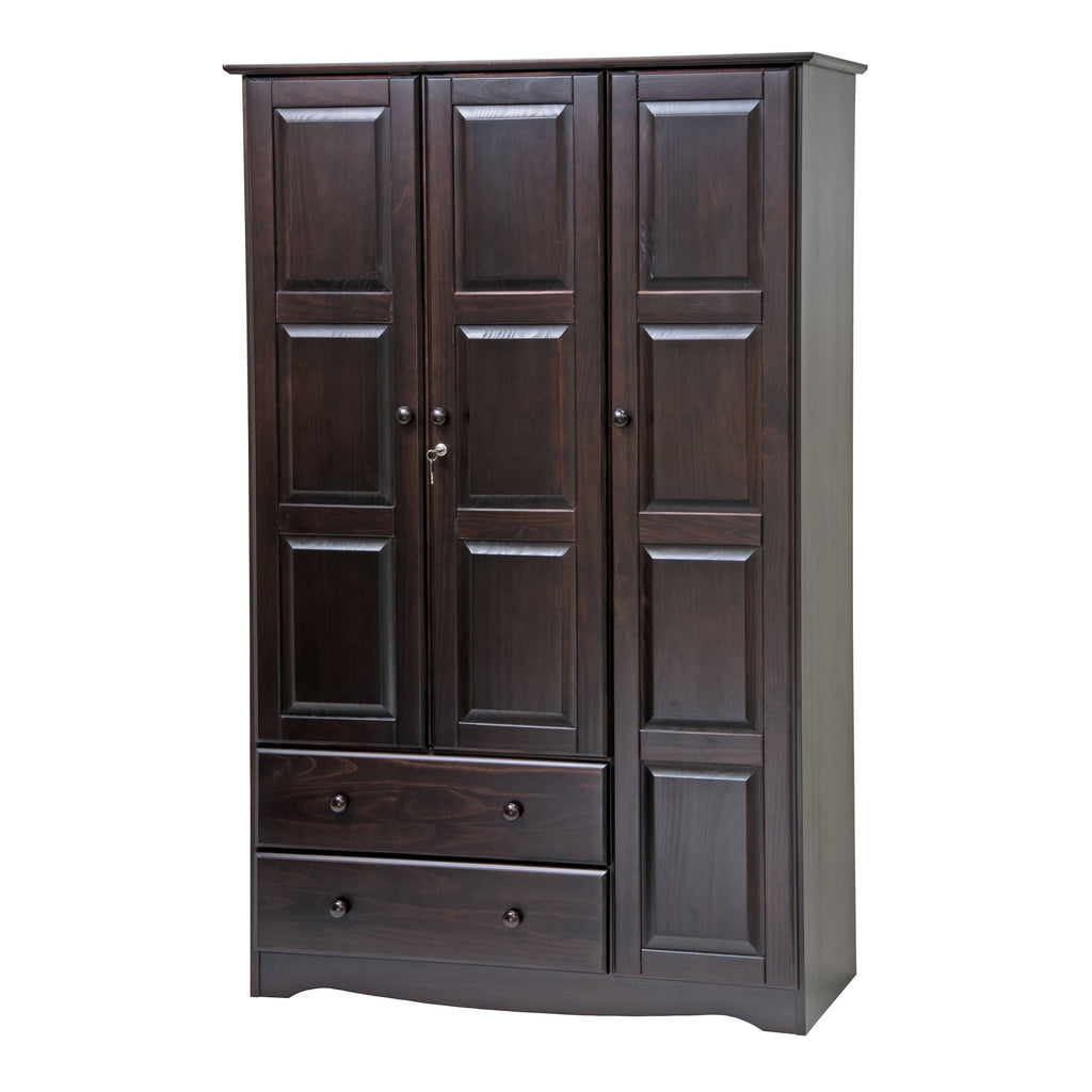 Solid Wood 3-Door Wardrobe with Lock F205131