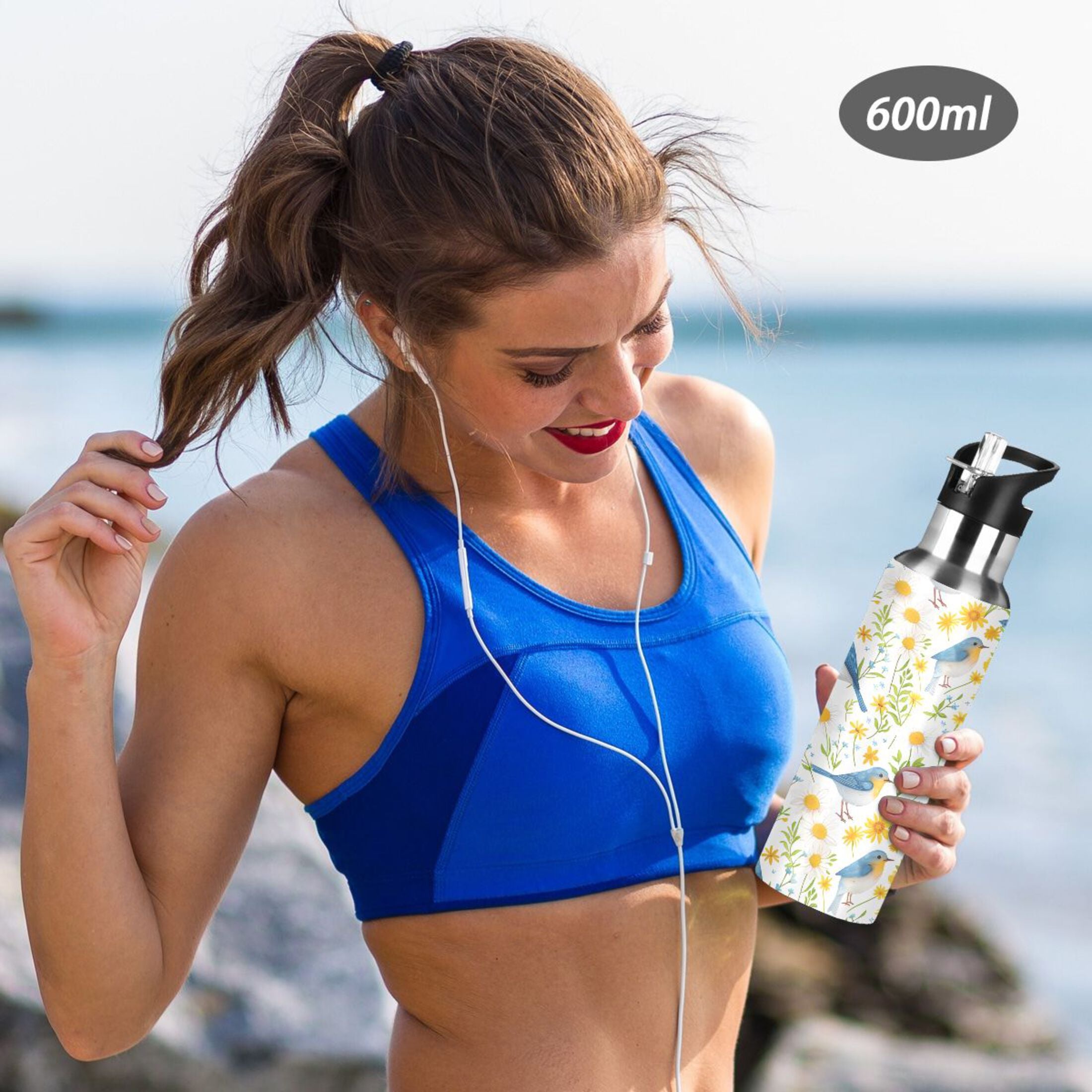 20 oz Insulated Stainless Steel Water Bottle with Straw Lid R518