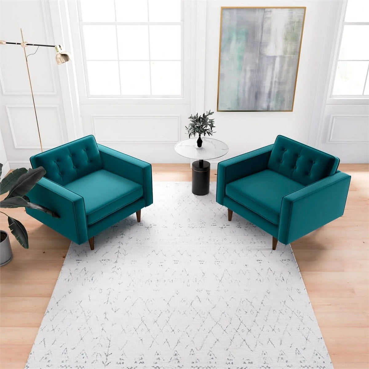 Turquoise Velvet Lounge Chair (Set of 2) N23000