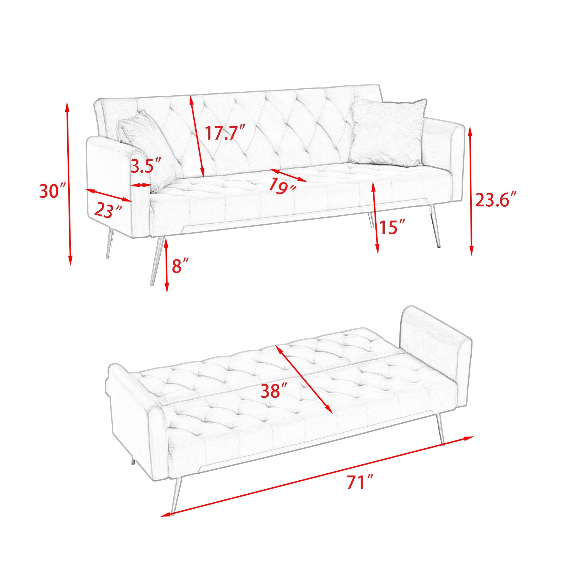 Convertible Sofa Bed Green Z716