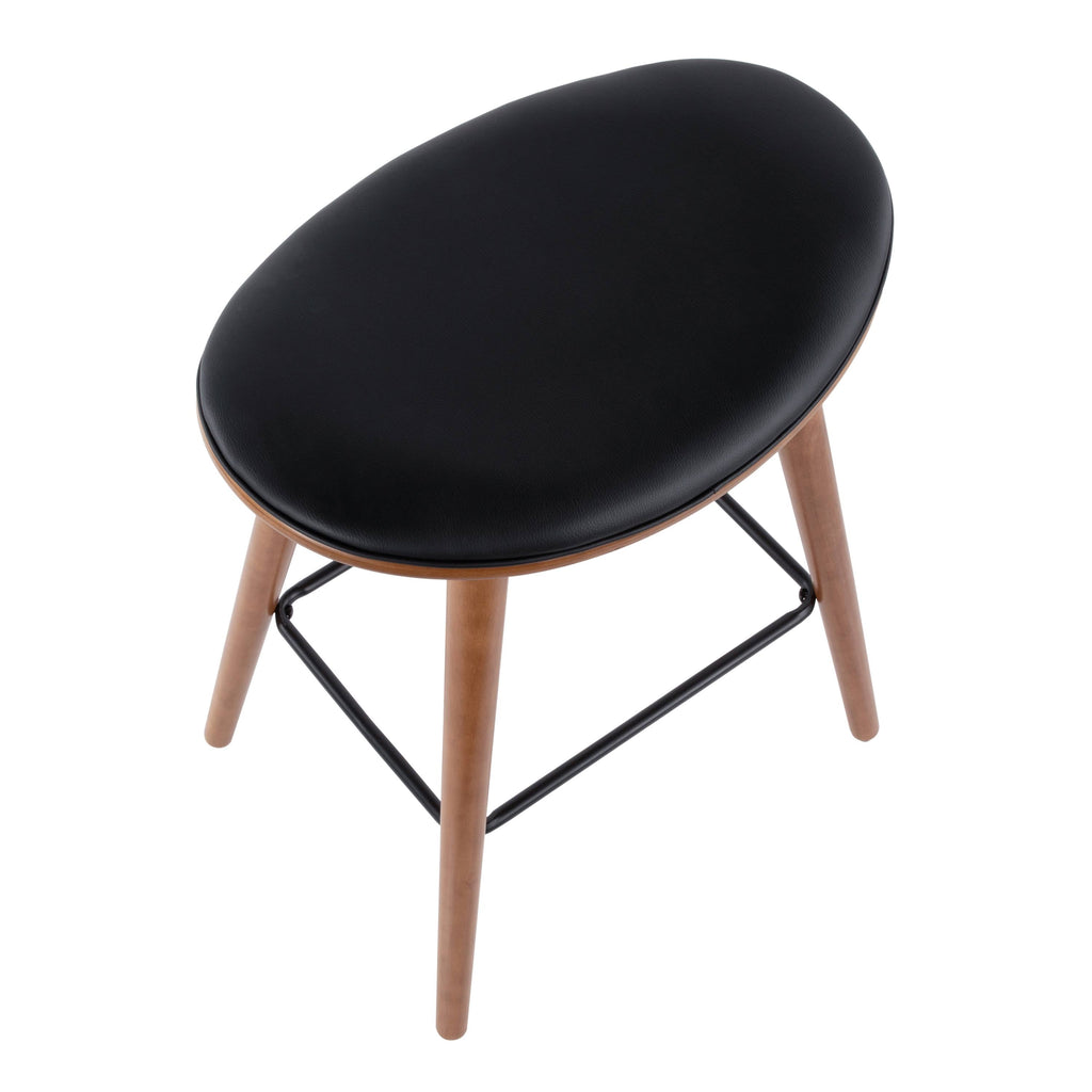 Saddle Walnut and Black Leather Counter Stool Set of 2 T890462