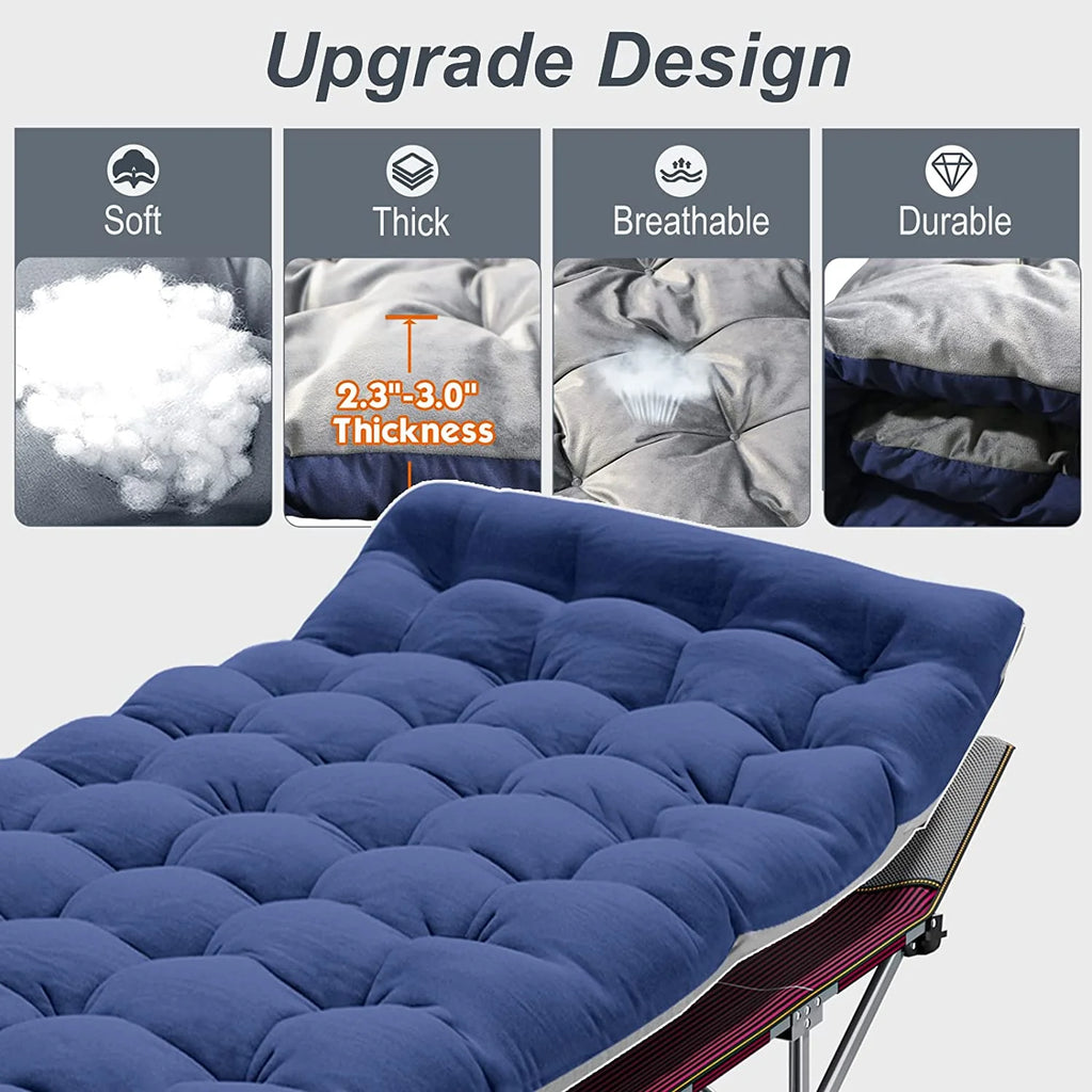 Camping Cot with 2 Sided Mattress & Carry Bag, 75"*28" Portable Folding Cot S4594