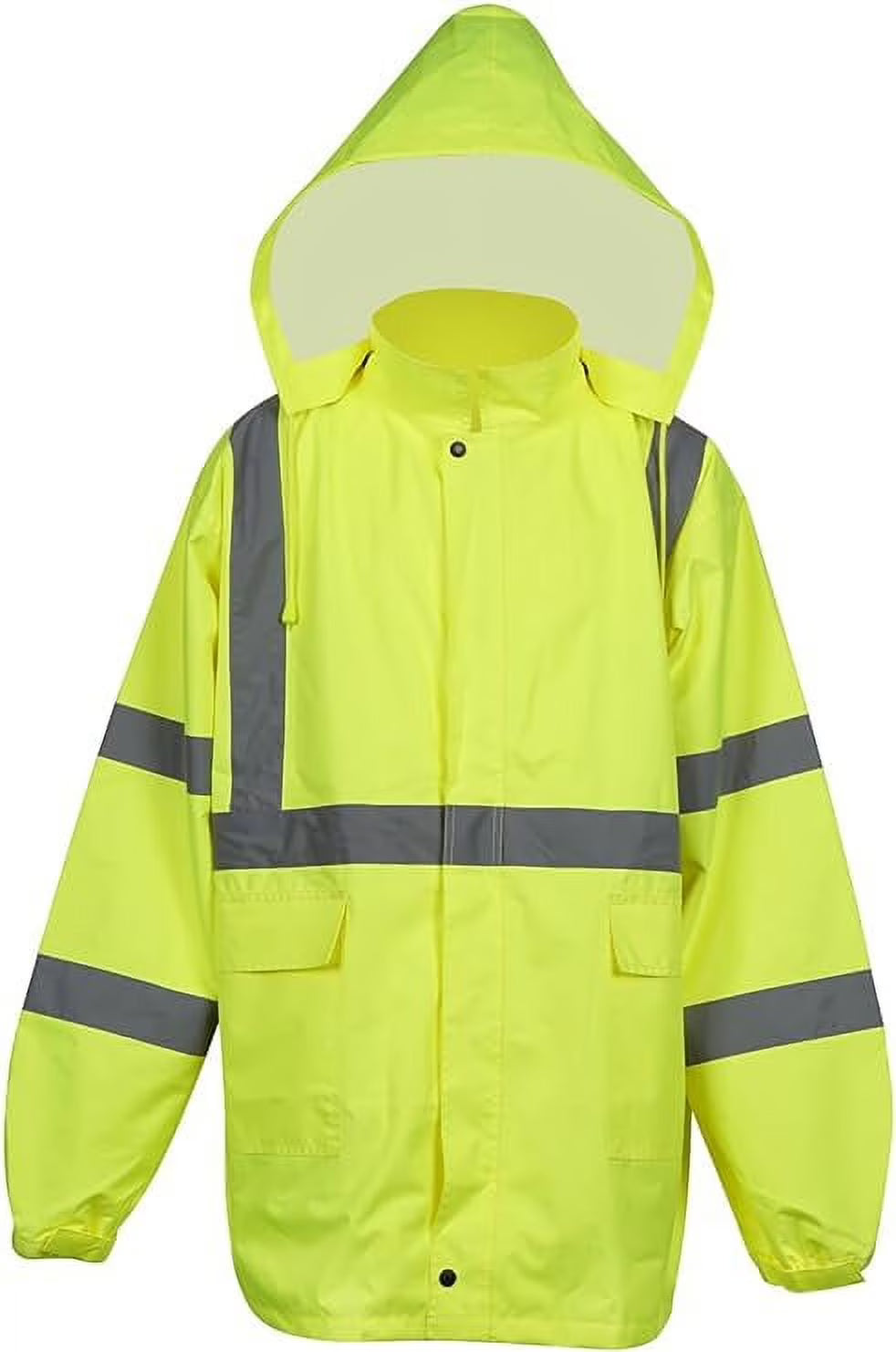 OrangeGear™ Hooded Class 3 Men’s Medium Long Sleeve PVC Lime Waterproof Rain Jacket O112624